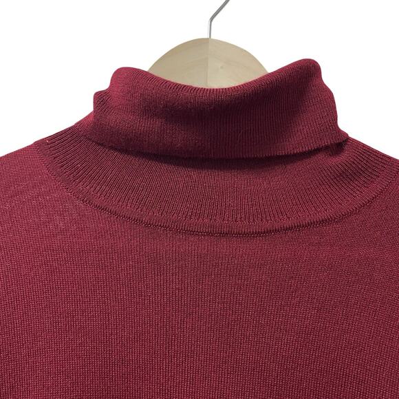 J Crew Womens Wool Blend Turtleneck Sweater Size M Burgundy Preppy Academia - Picture 3 of 7